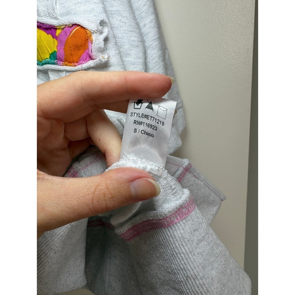 Artistic Works by Lu Short Sleeve Sweatshirt Small Heather Gray Patchwork Love - Picture 8 of 9